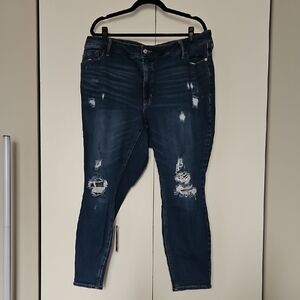 Old Navy Dark Wash Distressed Skinny Jeans